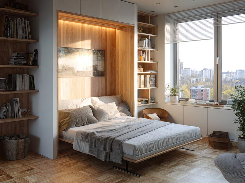 a murphy wall bed in a condo